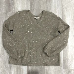 LOFT Sparkle Sweater - Taupe